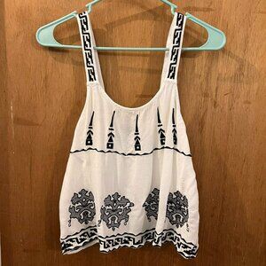 🐻Size M - Rosey Burg - White and Navy Sleeveless Crop Top